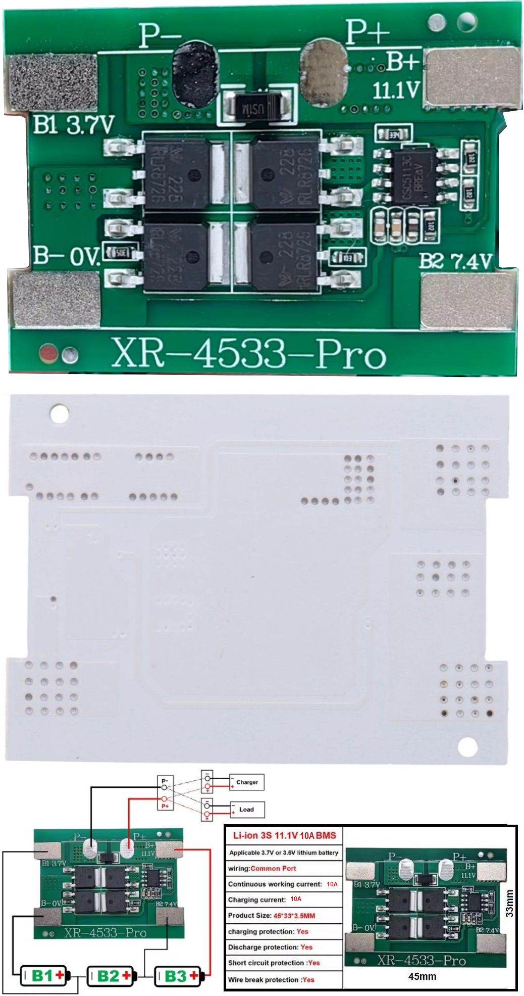 PCM 3S para Baterías de Litio 12.6v.10A